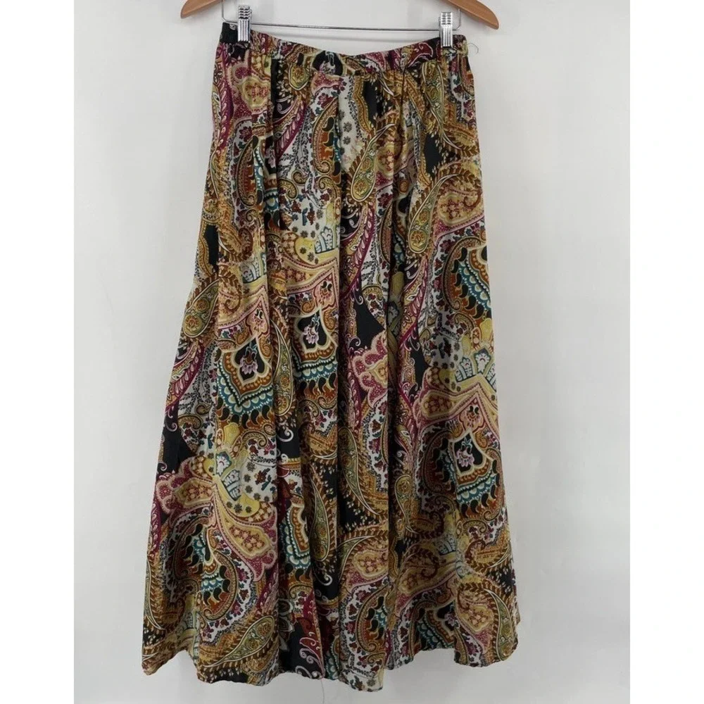 Maxi Skirt M Circle‎ 90s Grunge Whimsigoth Moody Witchy Satin Artsy Paisley 39